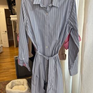 Brooks Brothers Navy and White Striped Dress 12P NWT